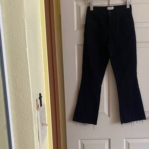 NWOT L'AGENCE Midnight Black Frayed Hem Jeans, Size 24